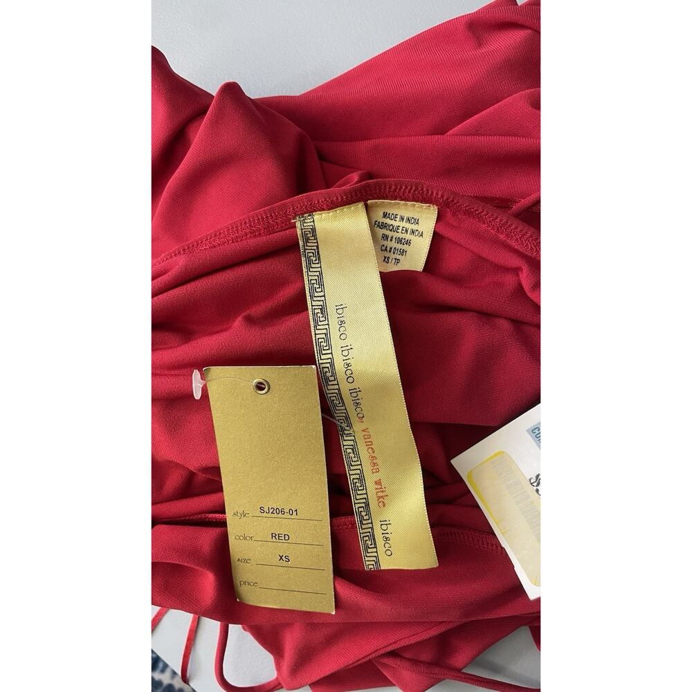 NWT Vintage Ibisco Y2K Prom Dress Maxi Gown 90s Glam Wedding V Neck Strap Red XS - Picture 8 of 8